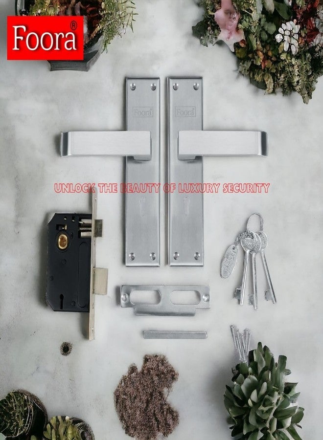 Foora Luxury Mortise Lock Set - 6 Lever Mechanism, High-Security, SS Matt Finish, Brass Latchbolt with Reversible Latch, Steel Handle, Suitable for Left & Right-Handed Doors, Includes 3 Keys (2402) - Image 3